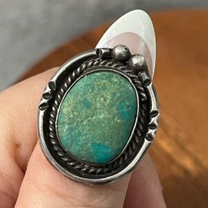 Native American Old Pawn Turquoise 925 Silver Ring